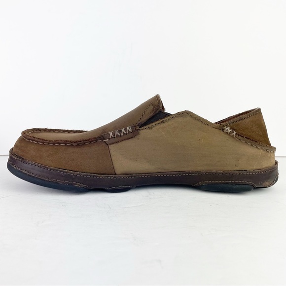 Olukai Moloa Ray Toffee Brown Leather Casual Slip On Shoes - Picture 7 of 12